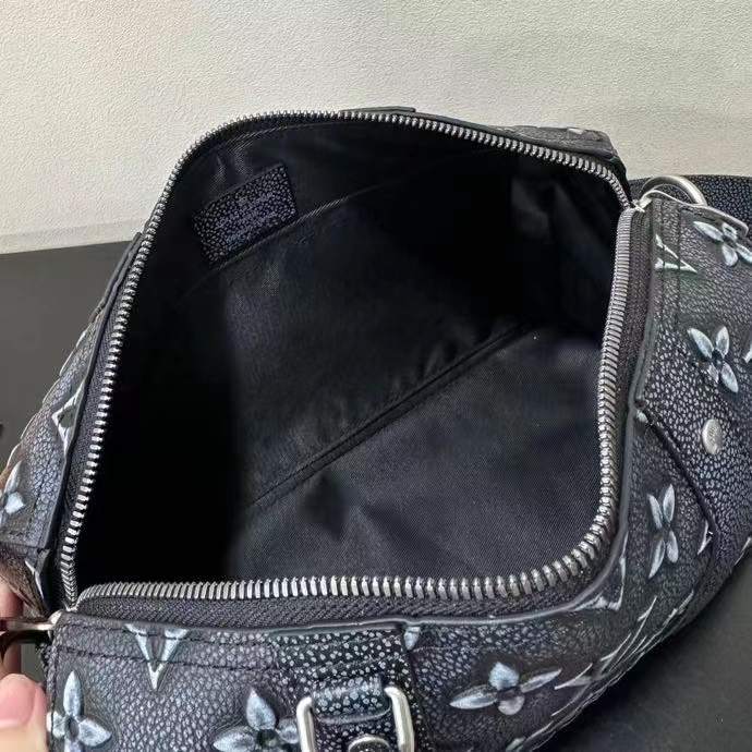 Louis Vuitton Unisex City Keepall Bag Black Charcoal Cowhide Leather (14)