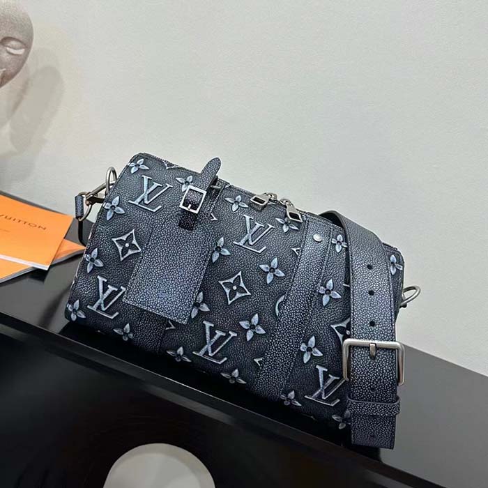 Louis Vuitton Unisex City Keepall Bag Black Charcoal Cowhide Leather (15)