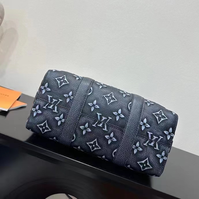 Louis Vuitton Unisex City Keepall Bag Black Charcoal Cowhide Leather (17)