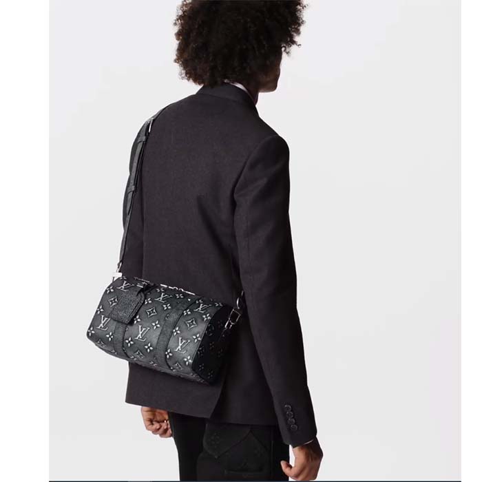 Louis Vuitton Unisex City Keepall Bag Black Charcoal Cowhide Leather (6)