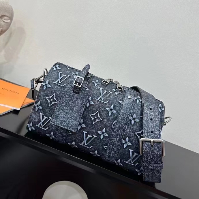 Louis Vuitton Unisex City Keepall Bag Black Charcoal Cowhide Leather (9)
