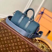 Louis Vuitton Unisex Keepall XS Travel Bag Blue Aerogram Cowhide Leather (2)
