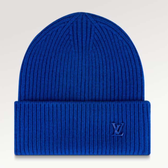 Louis Vuitton Unisex LV Ahead Beanie One Size Blue Cashmere Enamel Initials