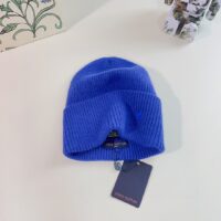 Louis Vuitton Unisex LV Ahead Beanie One Size Blue Cashmere Enamel Initials (1)