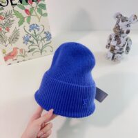 Louis Vuitton Unisex LV Ahead Beanie One Size Blue Cashmere Enamel Initials (1)