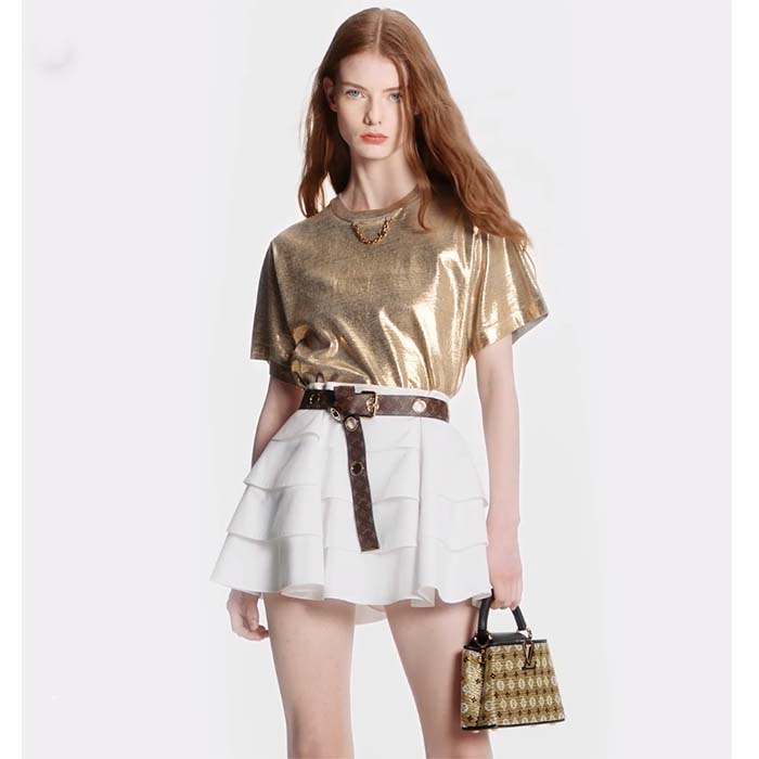 Louis Vuitton Women LV Metallic Wash T-Shirt Cotton Gold Regular Fit (14)