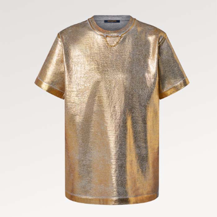 Louis Vuitton Women LV Metallic Wash T-Shirt Cotton Gold Regular Fit