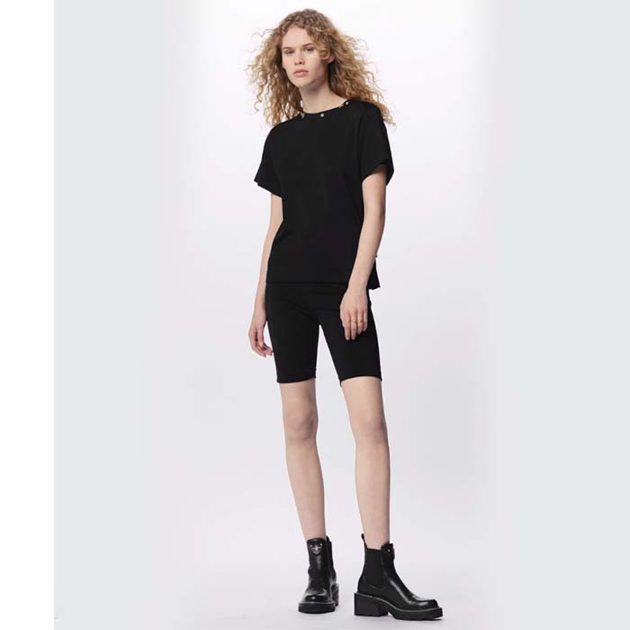 Louis Vuitton Women LV Side Strap T-Shirt Cotton Black Regular Fit (2)