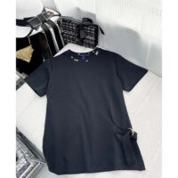 Louis Vuitton Women LV Side Strap T-Shirt Cotton Black Regular Fit (9)