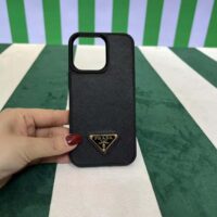 Prada Wome Saffiano Cover for iPhone 12 Mini-Black (1)