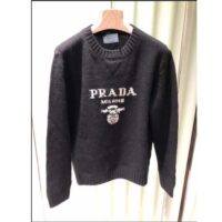 Prada Women Cashmere Wool Prada Logo Crew-Neck Sweater Black Menswear Fit (6)