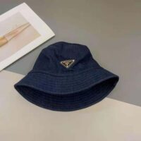 Prada Women Denim Bucket Hat-Navy (1)