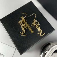 Saint Laurent YSL Women Monogram Palm Earrings in Metal-Gold (1)