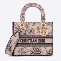 Dior Women CD Medium Lady D-Lite Bag Powder Pink Jardin Botanique Embroidery (1)