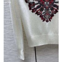 Dior Women CD Sweater Ecru Technical Cashmere Wool Knit Dior Bandana Motif (9)