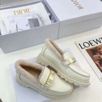 Dior Women Shoes CD Dior Code Loafer White Brushed Calfskin White Shearling (6)