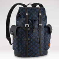 Louis Vuitton LV Unisex Christopher MM Backpack Blue Monogram Coated Canvas (14)