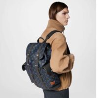 Louis Vuitton LV Unisex Christopher MM Backpack Blue Monogram Coated Canvas (14)