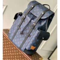 Louis Vuitton LV Unisex Christopher MM Backpack Blue Monogram Coated Canvas (14)