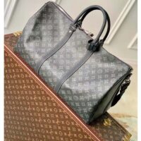 Louis Vuitton LV Unisex Keepall Bandoulière 50 Travel Bag Dark Green Monogram Coated Canvas (4)