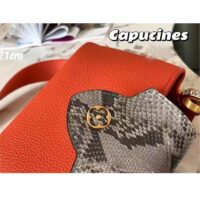 Louis Vuitton LV Women Capucines Mini Handbag Orange Taurillon Leather Python Skin (5)