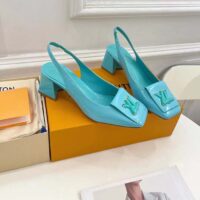 Louis Vuitton LV Women Shake Slingback Pump Blue Patent Calf Leather Lambskin 9.5 Cm Heel (8)