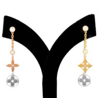 Louis Vuitton Women Idylle Blossom Long Earrings Monogram Flowers 3 Gold Diamonds