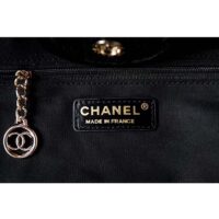 Chanel Women CC Large Shopping Bag Wool Tweed Gold-Tone Metal Black White (6)