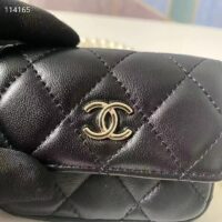 Chanel Women CC Shoulder Black Flap Bag Artificial Pearl Chain Calfskin Leather