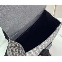 Dior Unisex CD Gallop Backpack Beige Black Oblique Jacquard Black Grained Calfskin (12)