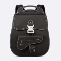 Dior Unisex CD Gallop Backpack Black Grained Calfskin Flap Front Saddle Flap (1)