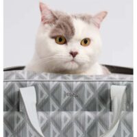 Dior Unisex CD Hit The Road Pet Carrier Bag Gray Diamond Canvas Smooth Calfskin (3)