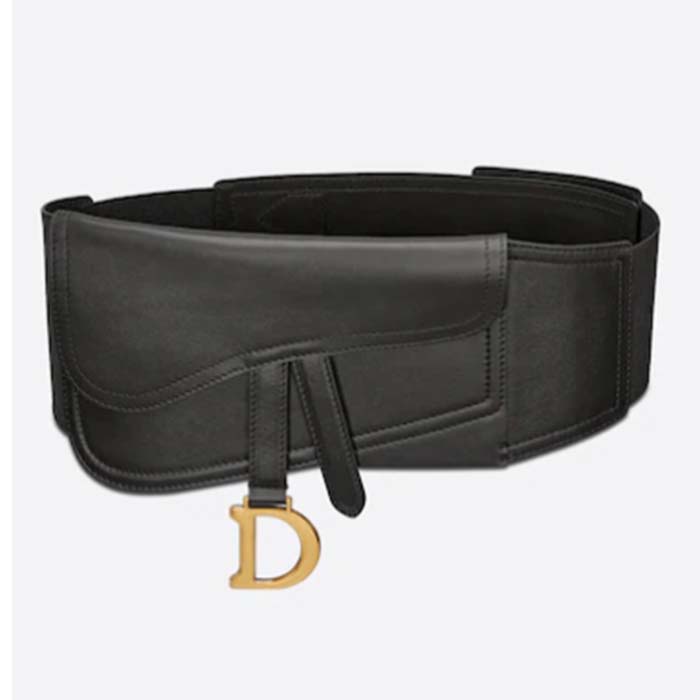 Dior Unisex CD Saddle Belt Black Smooth Calfskin 13.5 CM