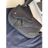 Dior Unisex CD Saddle Pouch Black Grained Calfskin Hallmark Saddle (8)