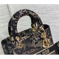 Dior Women CD Medium Lady D-Lite Bag Black Multicolor Jardin D’Hiver Embroidered Cotton (4)