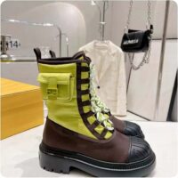 Fendi Women FF Domino Biker Boots Acid Green Nylon Polyamide Polyester 5 Cm Heel (7)