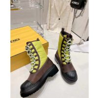 Fendi Women FF Domino Biker Boots Acid Green Nylon Polyamide Polyester 5 Cm Heel (7)