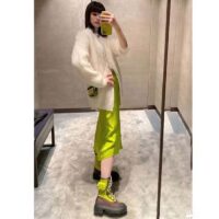 Fendi Women FF Domino Biker Boots Acid Green Nylon Polyamide Polyester 5 Cm Heel (7)