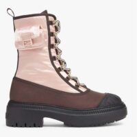 Fendi Women FF Domino Biker Boots Pink Nylon Polyamide Polyester 5 Cm Heel (2)