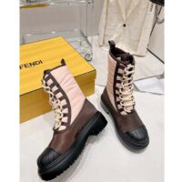 Fendi Women FF Domino Biker Boots Pink Nylon Polyamide Polyester 5 Cm Heel (2)