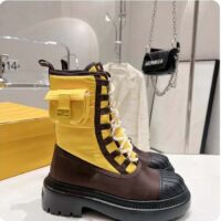 Fendi Women FF Domino Biker Boots Yellow Nylon Polyamide Polyester (5)