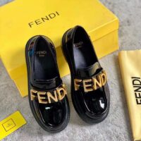 Fendi Women FF Fendigraphy Black Leather loafers 5 Cm Heel (11)