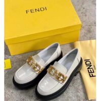 Fendi Women FF Fendigraphy White Leather Loafers 5 Cm Heel (11)