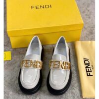 Fendi Women FF Fendigraphy White Leather Loafers 5 Cm Heel (11)