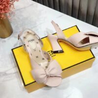 Fendi Women Slingback Sandals Wide Strap Maxi Bow Beige Leather (9)