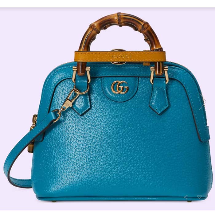 Gucci GG Women Gucci Diana Mini Tote Bag Blue Leather Double G (1)