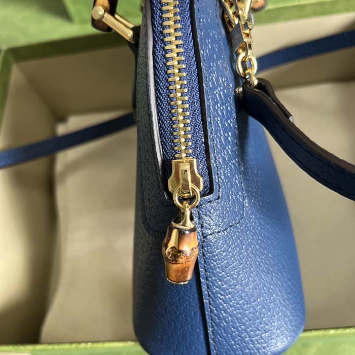 Gucci GG Women Gucci Diana Mini Tote Bag Blue Leather Double G (5)