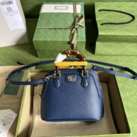 Gucci GG Women Gucci Diana Mini Tote Bag Blue Leather Double G (1)