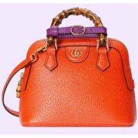 Gucci GG Women Gucci Diana Mini Tote Bag Orange Leather Double G (1)