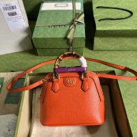 Gucci GG Women Gucci Diana Mini Tote Bag Orange Leather Double G (1)